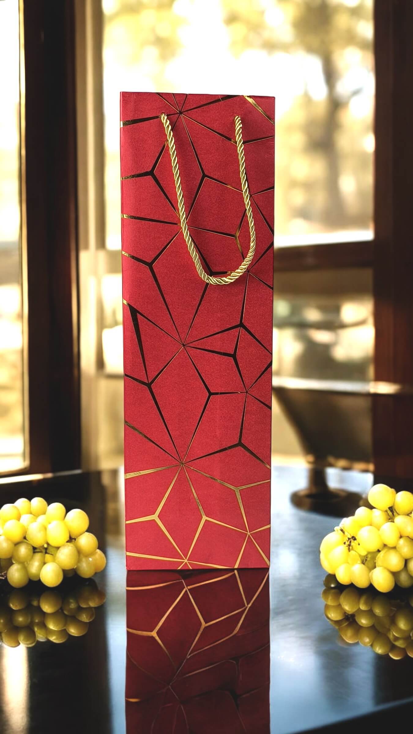 Vibrant Red Gift Bags for Wine, Champagne, Liquor Bottles
