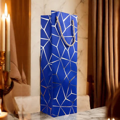 Royal Blue wine and champagne gift bag with metallic gold rope handles