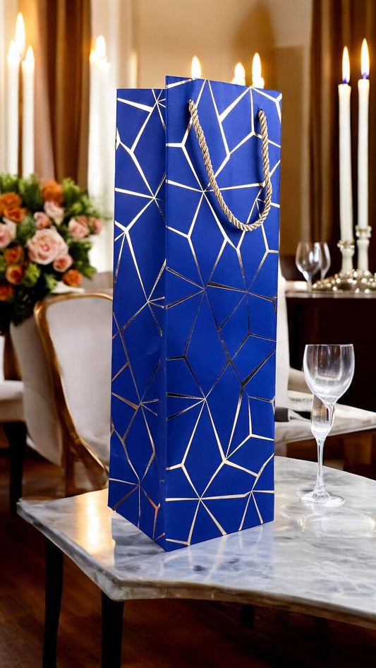 Royal Blue Gift Bags for Wine, Champagne, Liquor Bottles