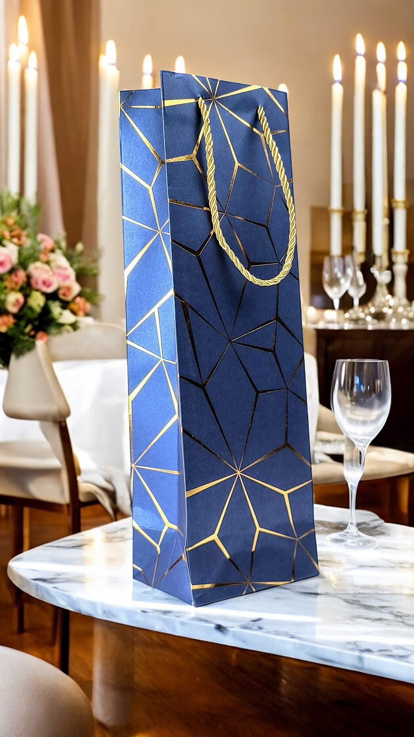 Royal Blue Gift Bags for Wine, Champagne, Liquor Bottles